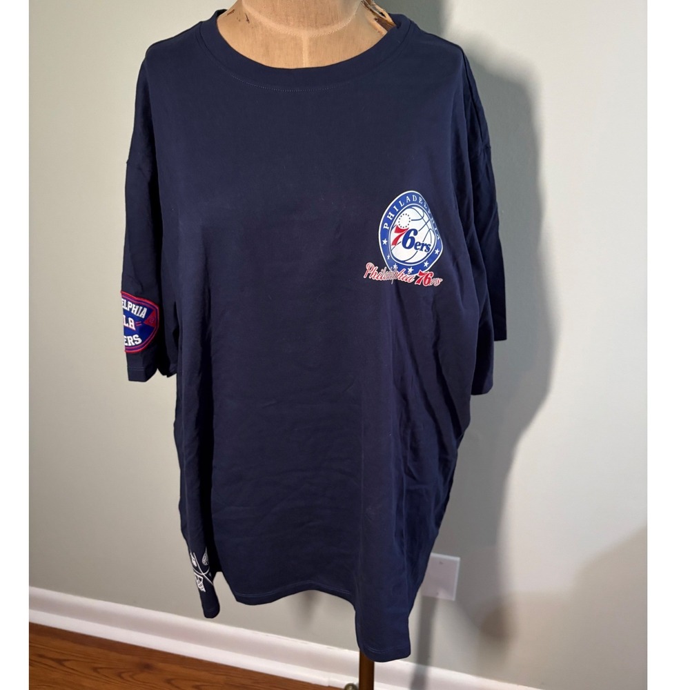 NBA Philadelphia 76ers Graphic T-Shirt Navy Blue Mens 3XL Short Sleeve Tee
